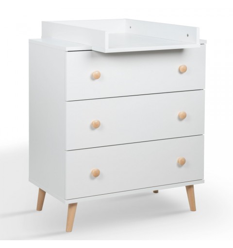 Tomi - Komoda z przewijakiem | Biały/Buk